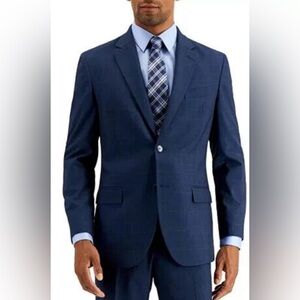 Nautica Blue Plaid Modern-Fit Active Stretch Blazer Suit Jacket Sport Coat 38S